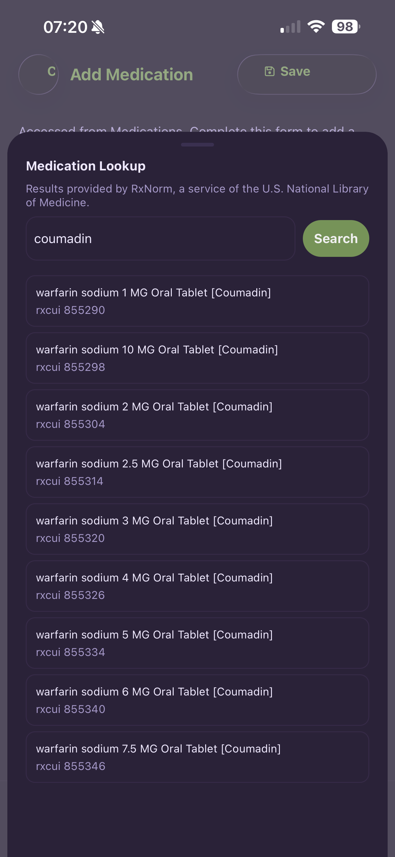 Medication lookup