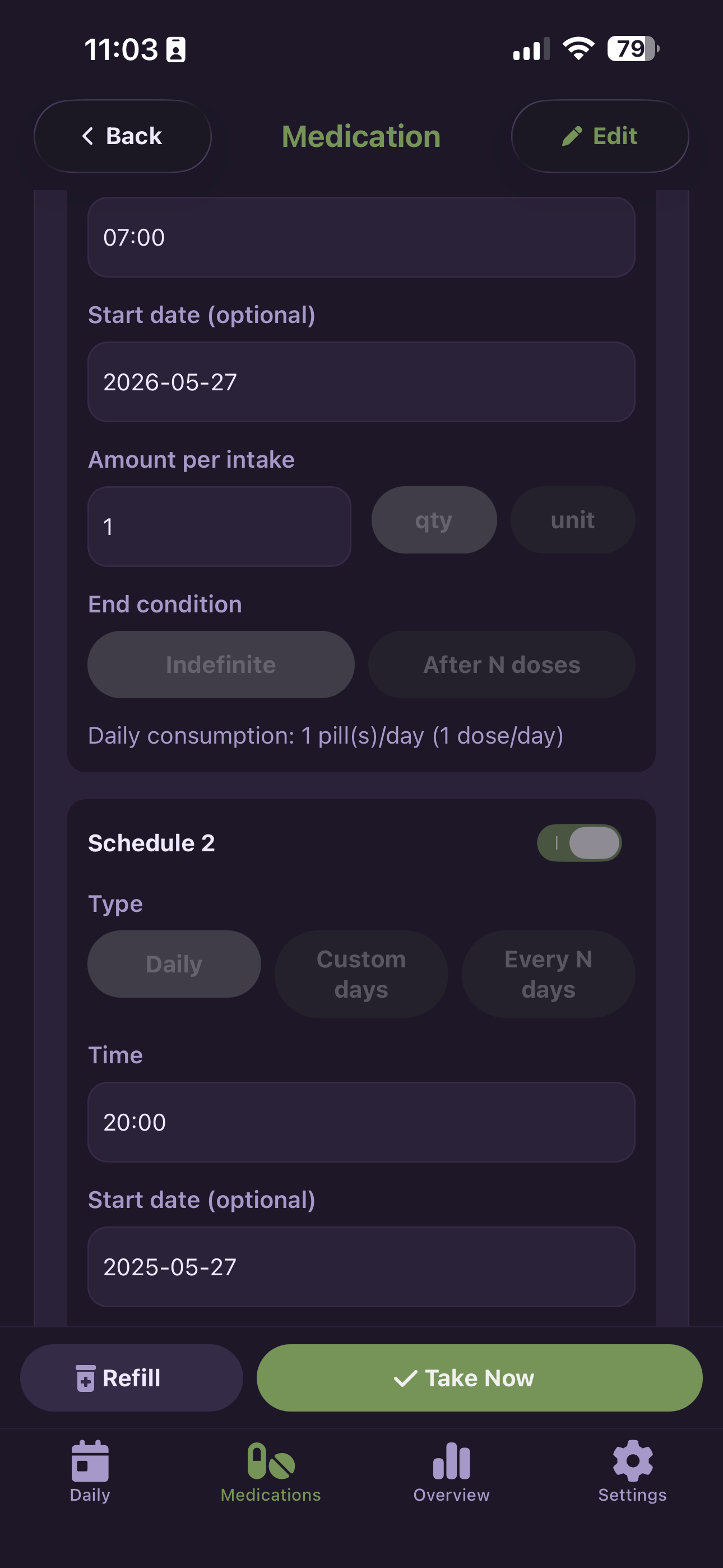 Medication schedules